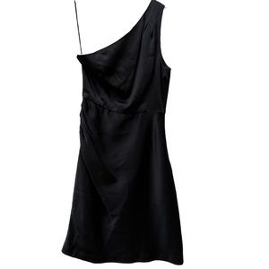 J. Crew 100% silk one shoulder black mini dress